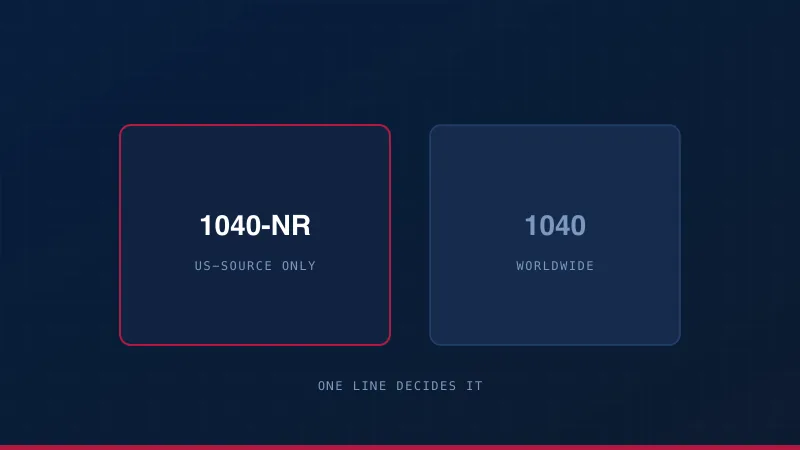 Form 1040-NR taxing US-source income beside Form 1040 taxing worldwide income.