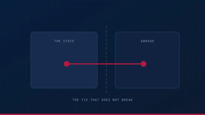 A state residency tie stretching across a border rather than breaking at it.