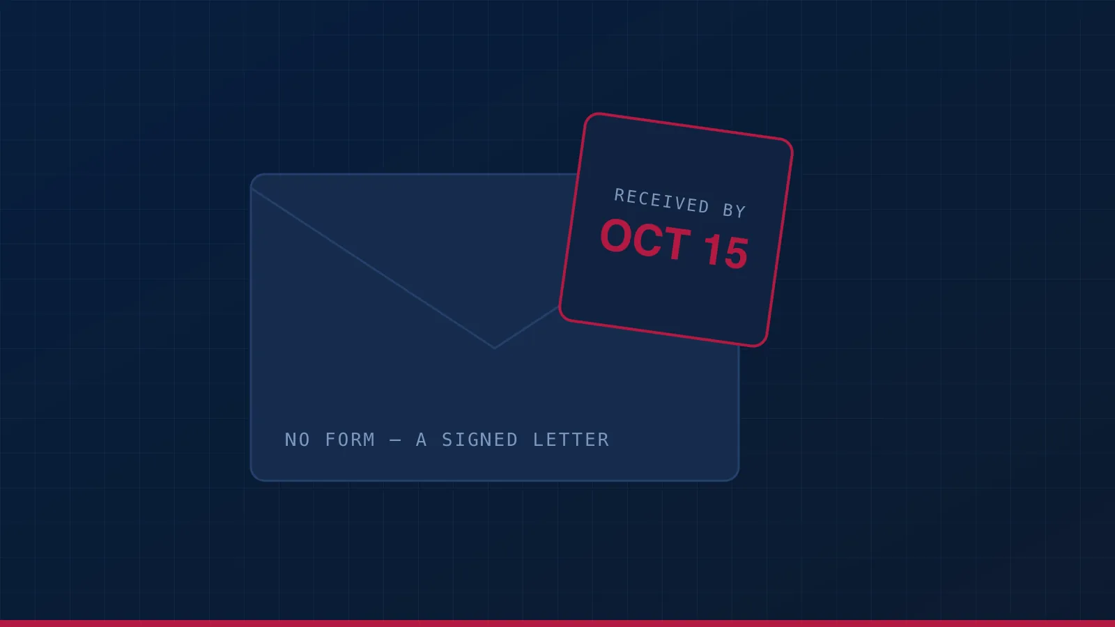 A sealed letter to the IRS carrying a postmark that reads: received by October 15.