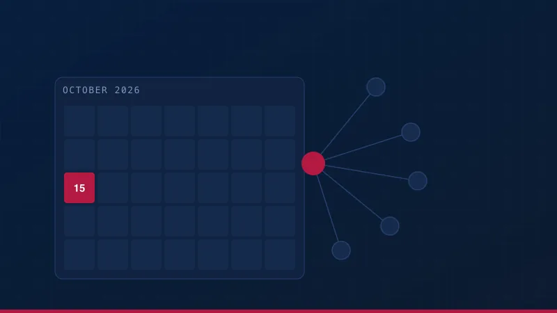 An October 2026 calendar with the 15th marked, linked out to the five pages this hub routes to.